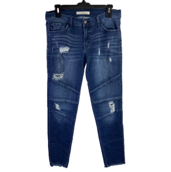 KanCan Denim - KanCan Estilo Skinny Moto Distressed Ankle Fray Raw Hem Size 9W 28 EUC